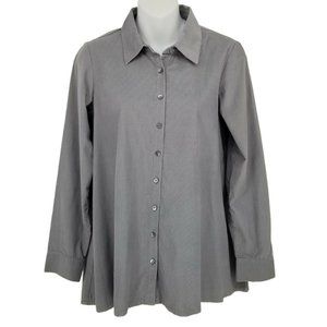J. Jill Womens Light Gray Cotton Long Sleeve Collar Button Up Shirt Top Size XS